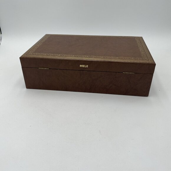 Vintage Mele Jewelry Box Multi Level Tiered Velvet Brown Tan MCM - Picture 11 of 13
